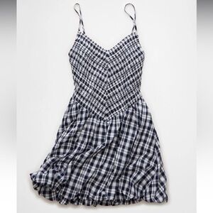 AMERICAN EAGLE Bella Bubble Plaid Mini Dress